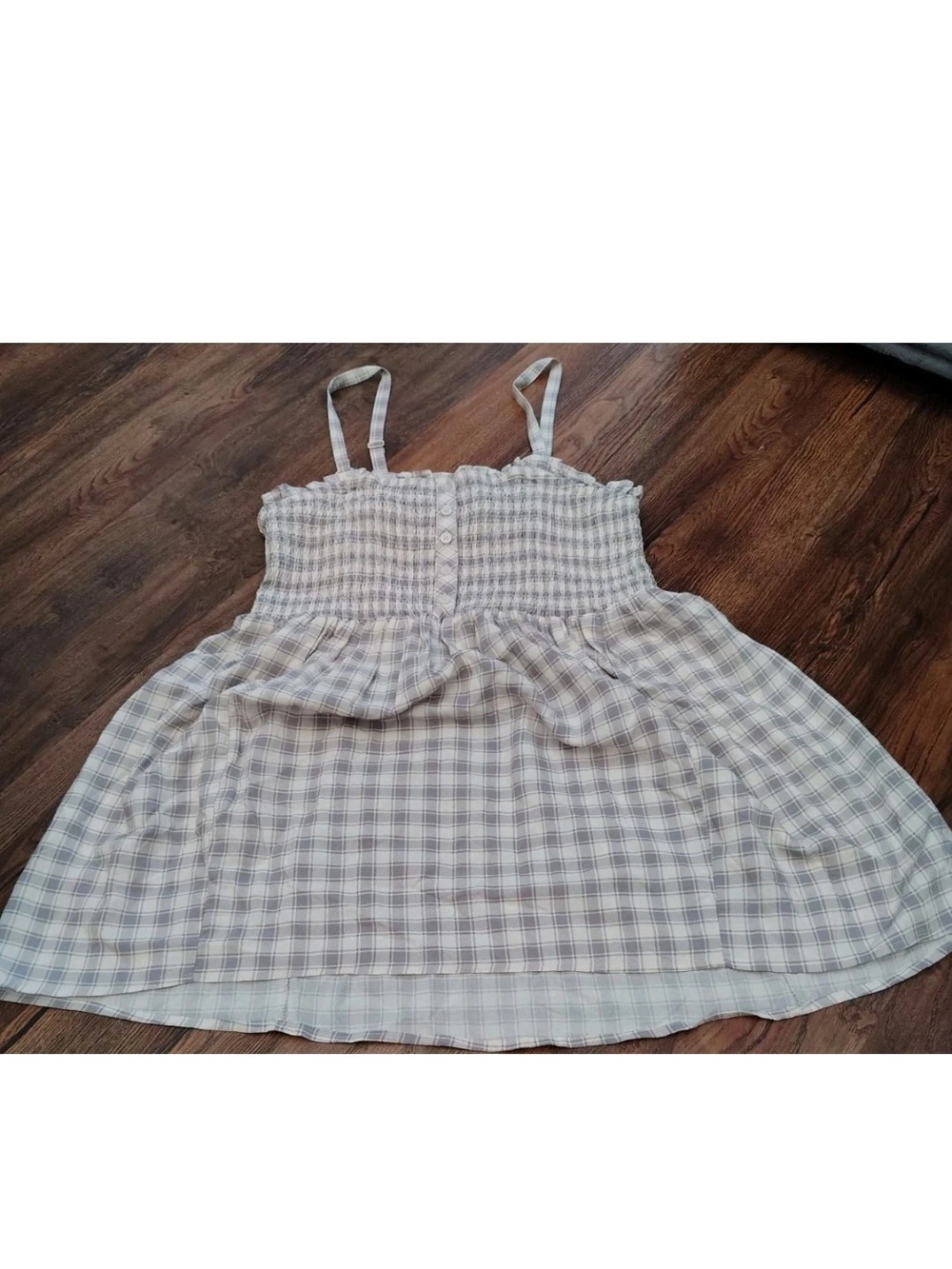 torrid Cream and Gray Gingham Smocked Tank Dress - Picture 5 of 5